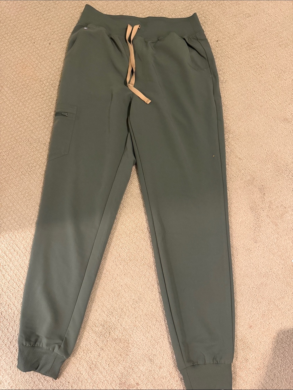 Women’s Olive Green FIGS Jogger Pants with Drawstring